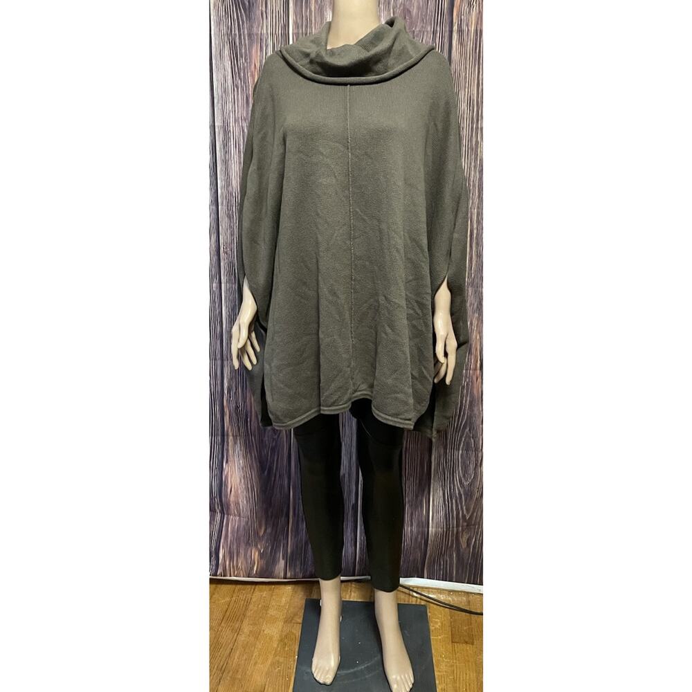 Purejill Womens Cowl Neck Sweater Poncho Size XS/S Brown Short Sleeve Pullover